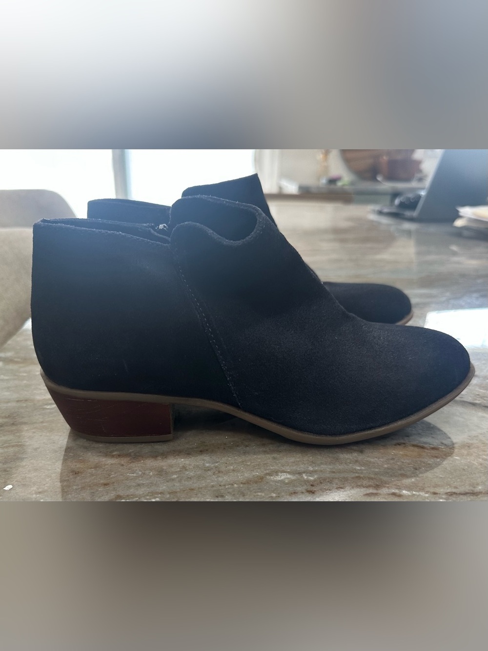 Diba Navy Suede Leather Ankle Booties